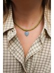 Iced Matcha Green Jasper Necklace with Heart | Upiększaj