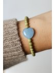 Iced Matcha Jasper Bracelet with Jade Heart | Upiększaj