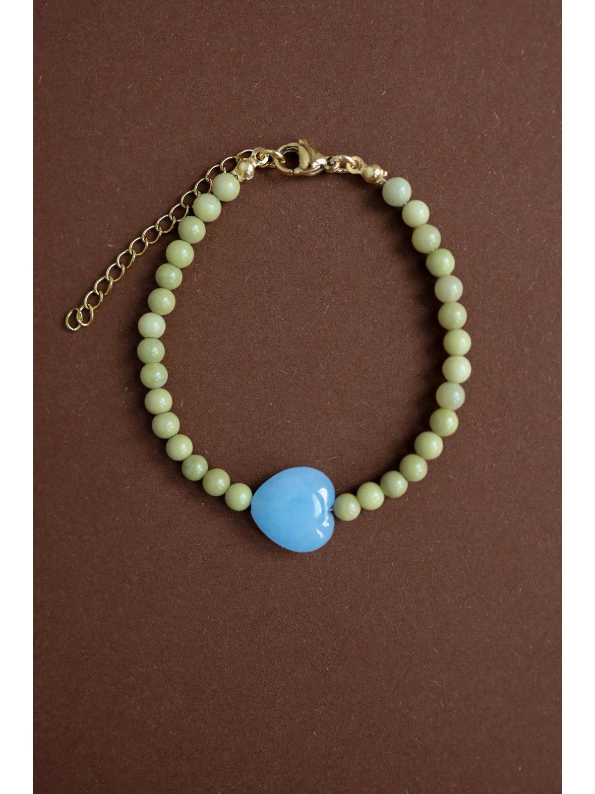 Jaspis armband met jade hartje Iced Matcha | Upiększaj