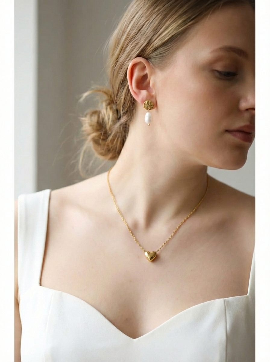 Kolczyki krople do dekoltu serce